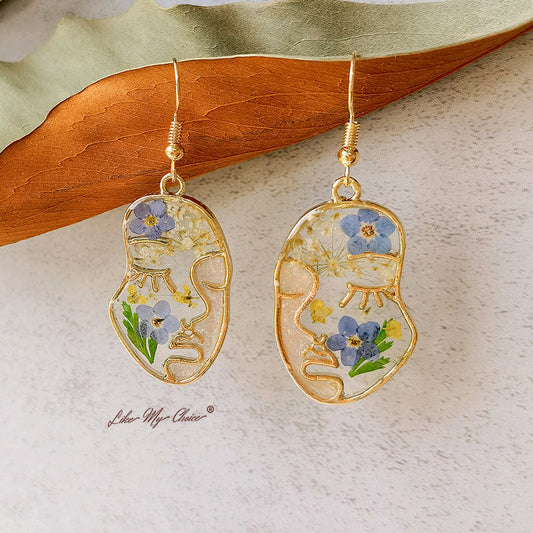Abstract Face Forget Me Not Flower Earrings mySite
