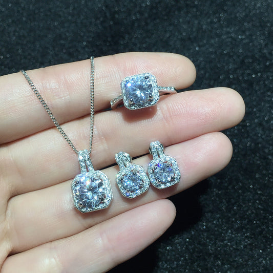 925 silver inlaid moissanite suit with unique style mySite